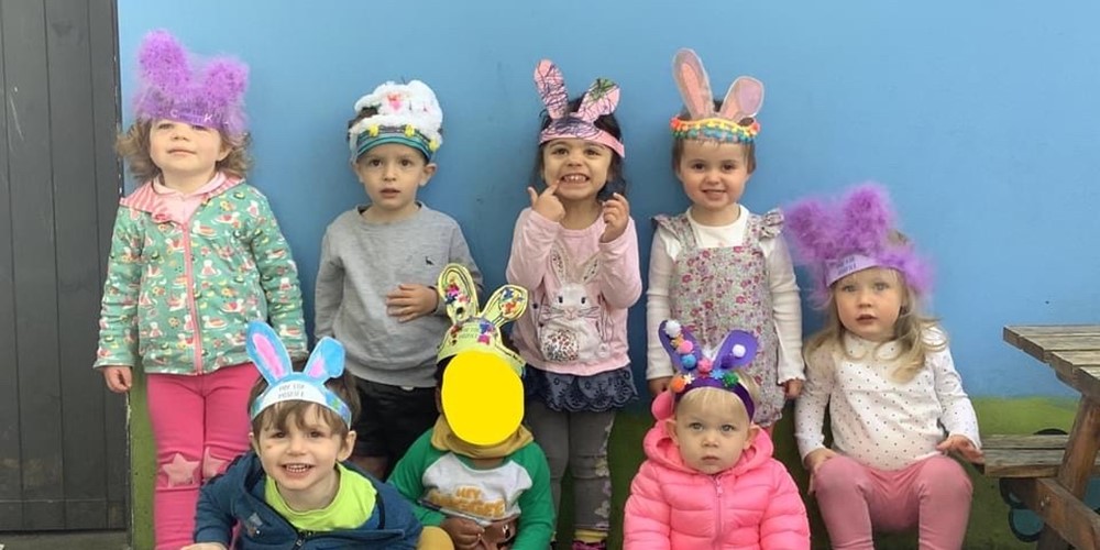 Image of children with bunny ears on taking part in Hop for Hospice 