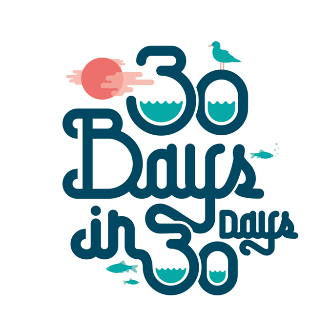Image showing 30 Bays in 30 Days logo, red and blue